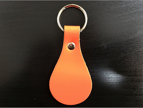 Fluorescent Orange - Real Leather Key Fob - Pear Drop